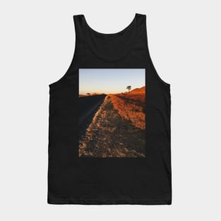 Single Tree in Dry Grassland in Warm Sunset Light Tank Top